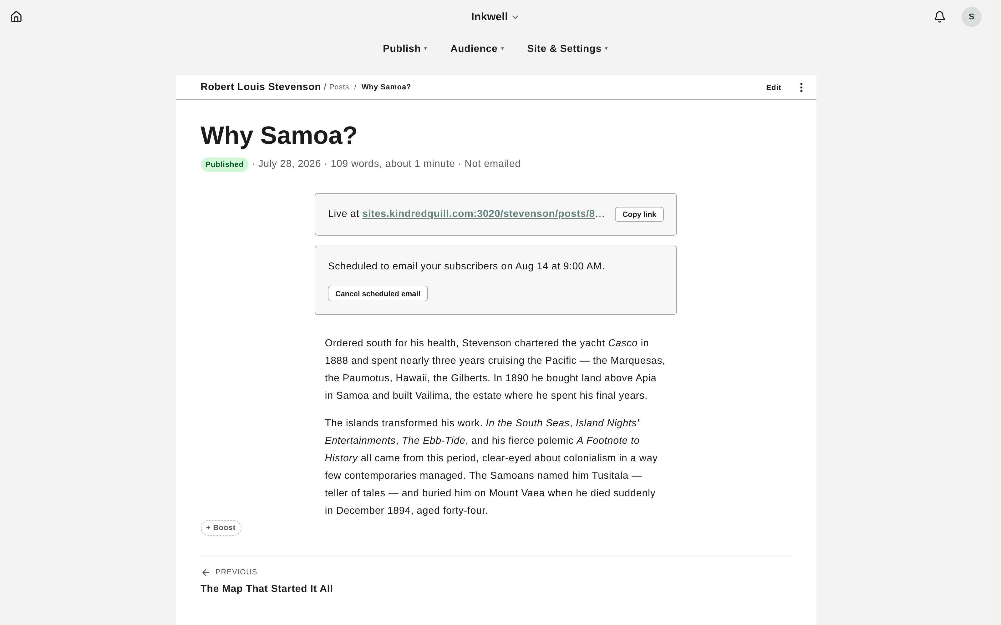 Emailing a published post to subscribers