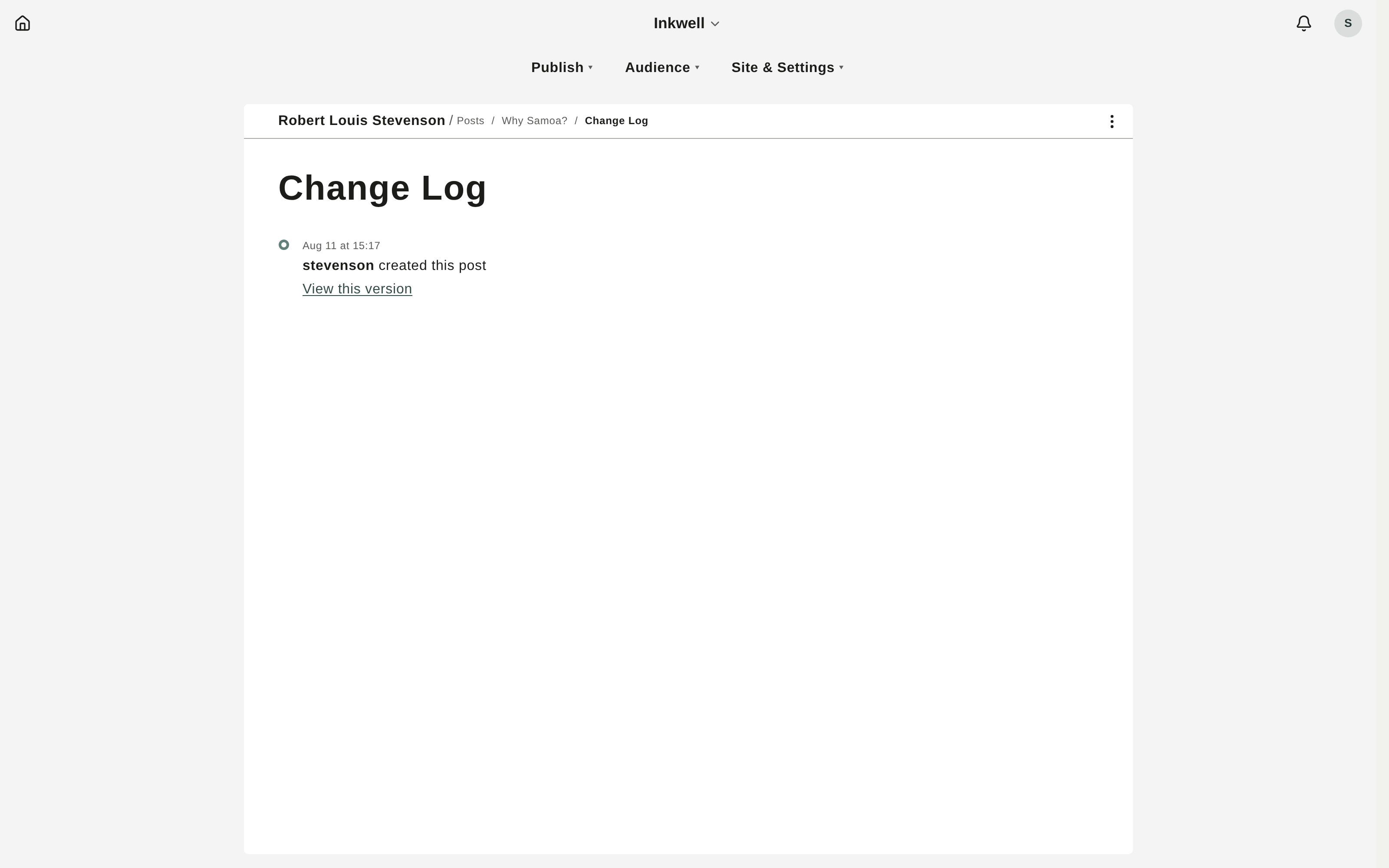 A post's version history, every change dated