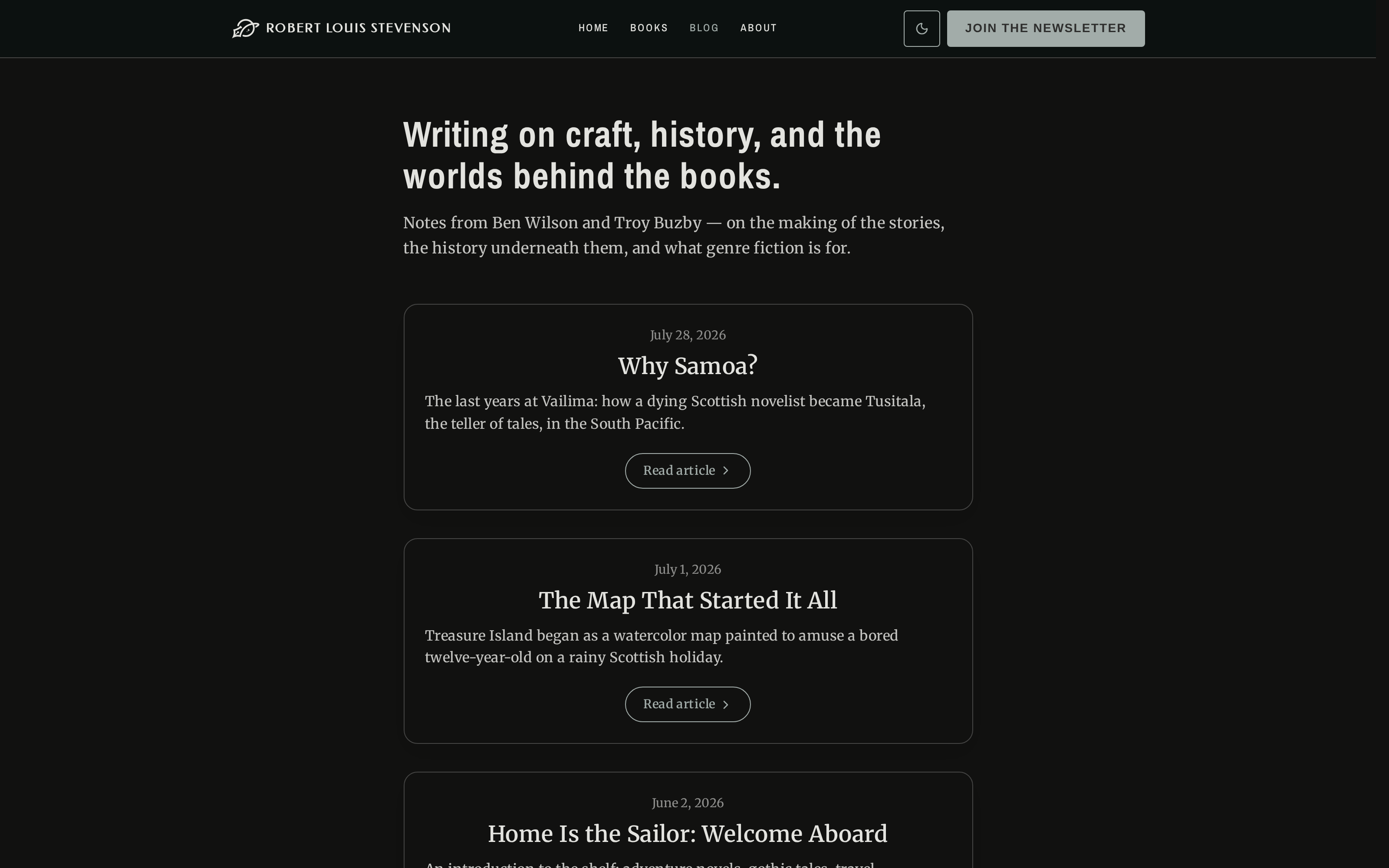 An author's public site on its own domain